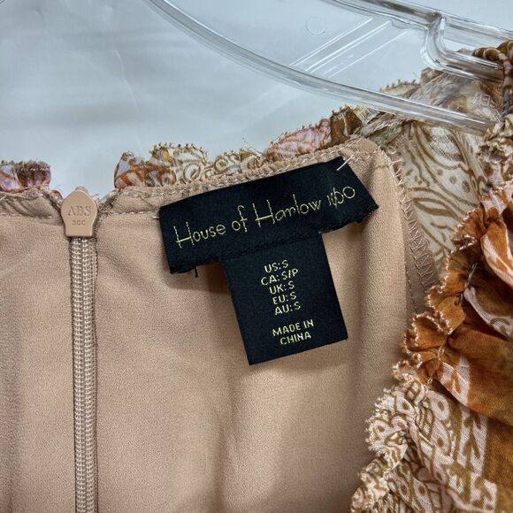 House Of Harlow Womens Chiffon Boho Mini Dress Size Small Floral Paisley Ruffle - Picture 6 of 9